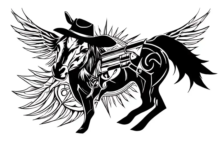 western cowboy tattoo design idea