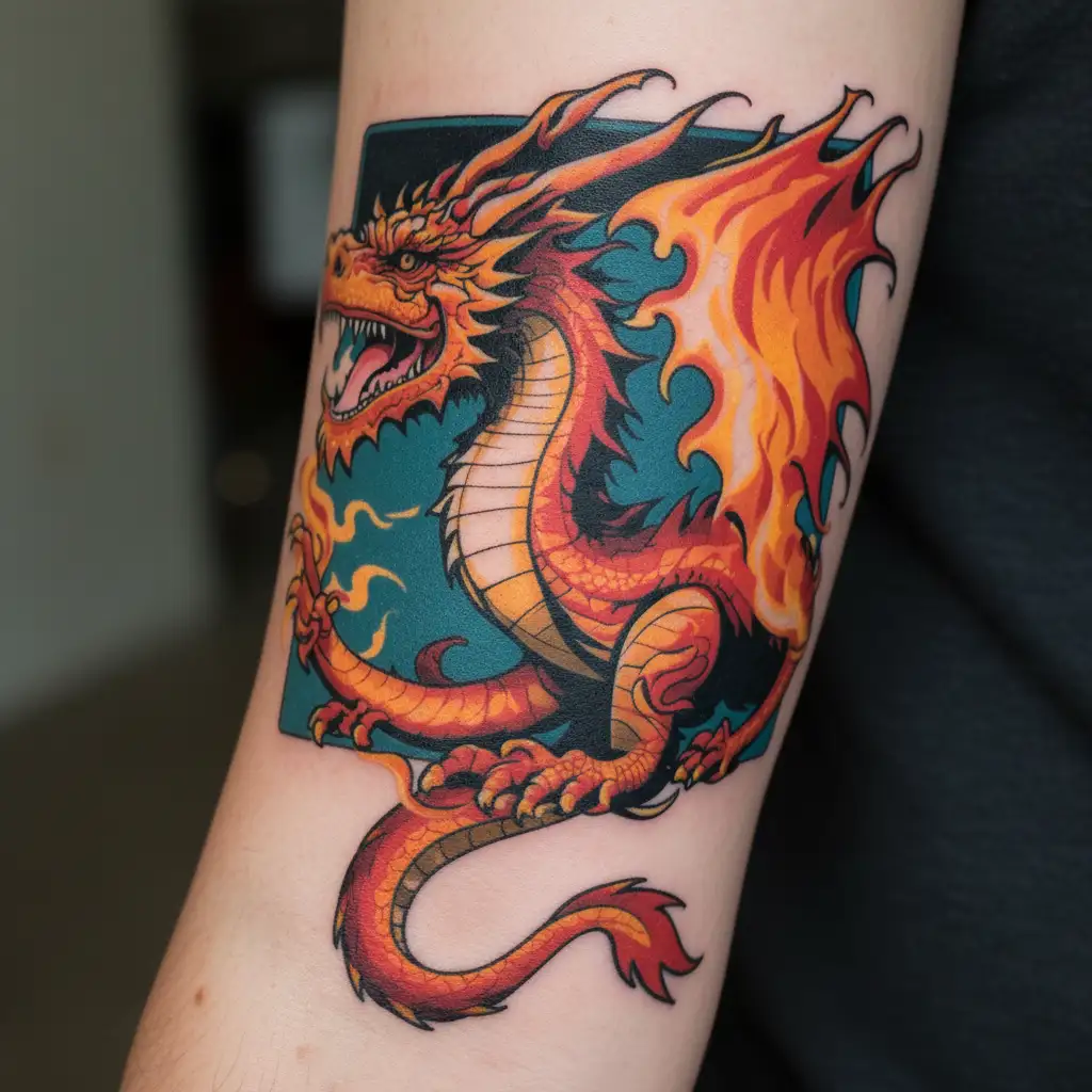 welsh fire breathing dragon tattoo design idea