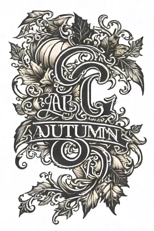old English font saying autumn tattoo design idea