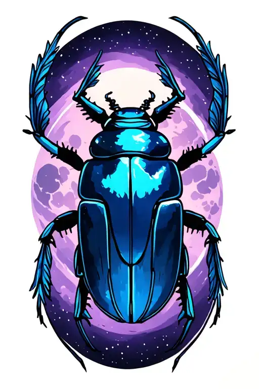 moon phase scarab beetle tattoo design idea
