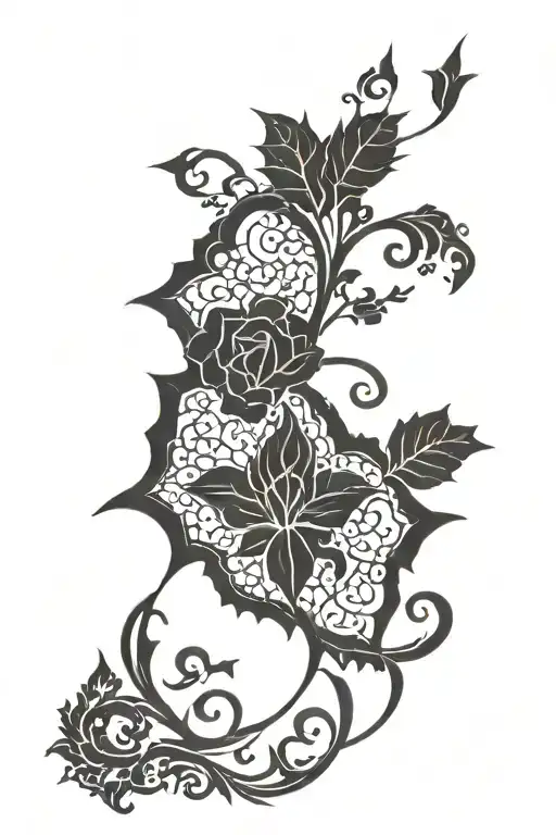 Intricate gothic lace and thorny vines black out tattoo design half sleeve on wrist tattoo design idea