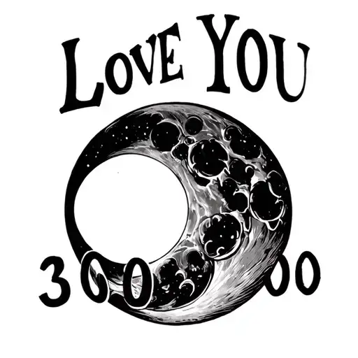 "Love you 3000" avenger written on the moon tattoo design idea