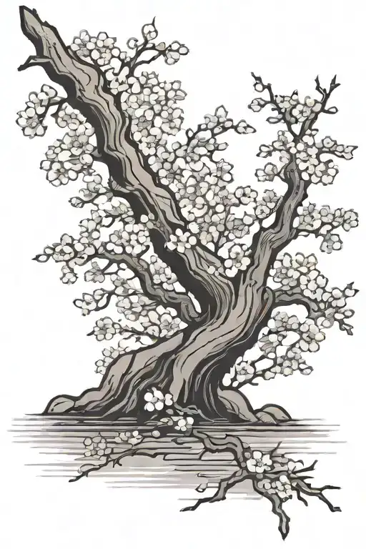 cherry blossom tree tattoo design idea