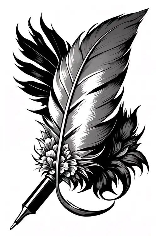 author tattoo involving a quill pen transforming tattoo design idea