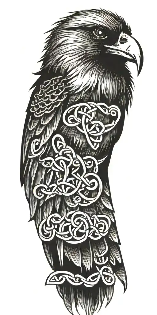 celtic knot raven tattoo design idea