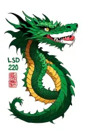 Tiamat's green dragon head with the letters "LSD20" tattoo design idea