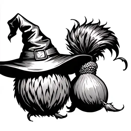 powerful acorn with a wizard hat tattoo design idea