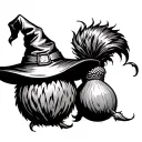 powerful acorn with a wizard hat tattoo design idea