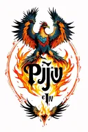 "Pjv ejv" Phoenix rising from ashes tattoo design idea