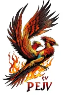 "Pjv ejv" Phoenix rising from ashes tattoo design idea