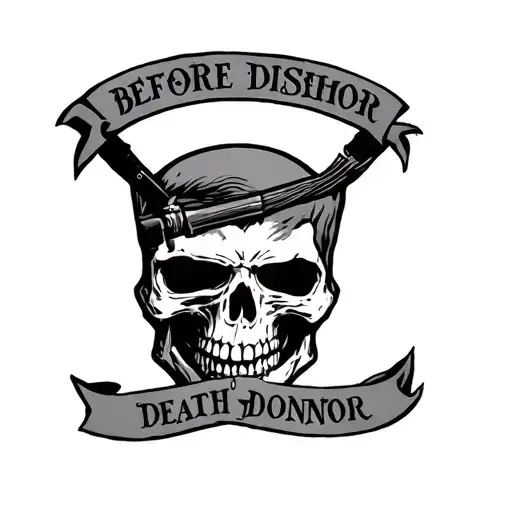 skull death before dishonor army skull tattoo design idea