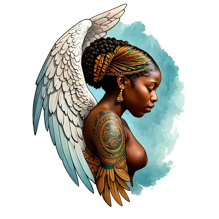 African angels tattoo design idea