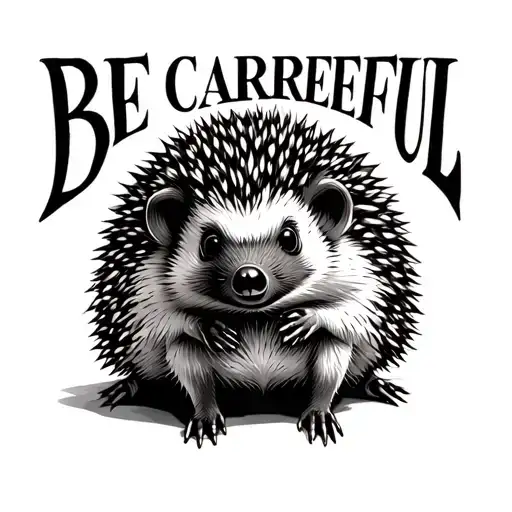 "Be careful" hedgehog tattoo design idea