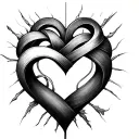 Tattoo Concept – Dedication to First LoveDesign Elements:A fine-line heart seamlessly woven into an infinity symbol,  tattoo design idea