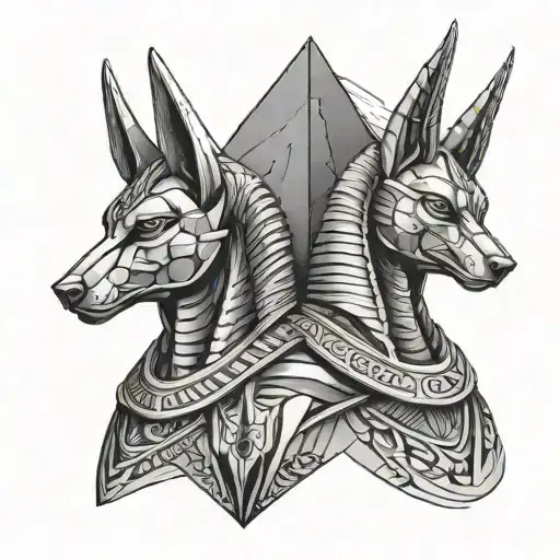 Anubis pyramids tattoo design idea