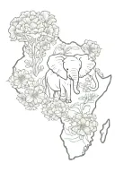 carnations, crocus, mom and child elephant, map of africa with just ghana tattoo design idea