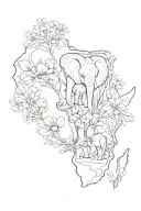 carnations, crocus, mom and child elephant, map of africa with just ghana tattoo design idea
