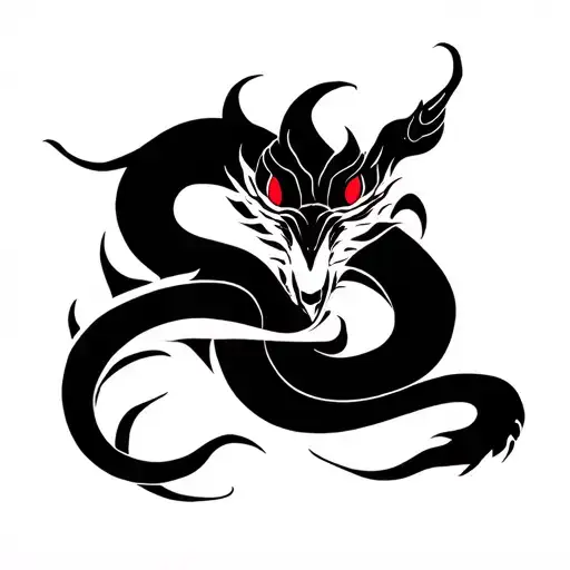 sapphire snake with red viper eyes tattoo design idea