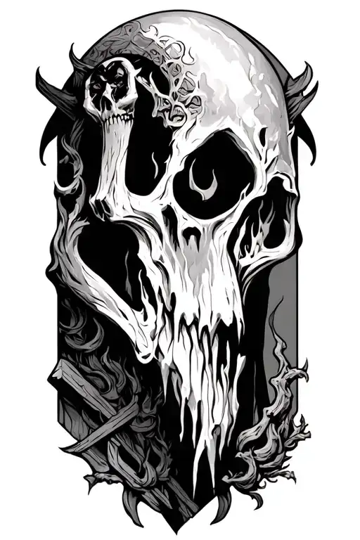 underworld ancient ruins hades styx tattoo design idea