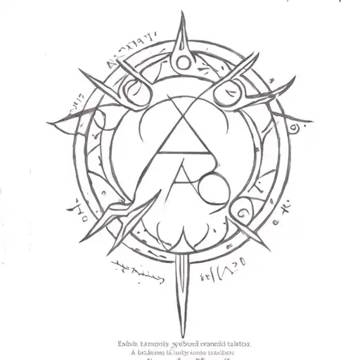 Enki god symbol in alchemy transmutation circle tattoo design idea