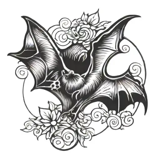 bat hanging upside tattoo design idea