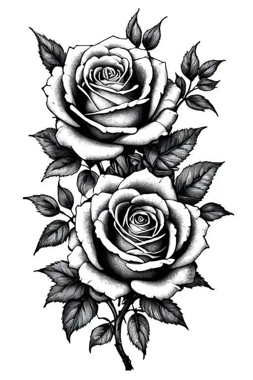 roses intertwined tattoo design idea