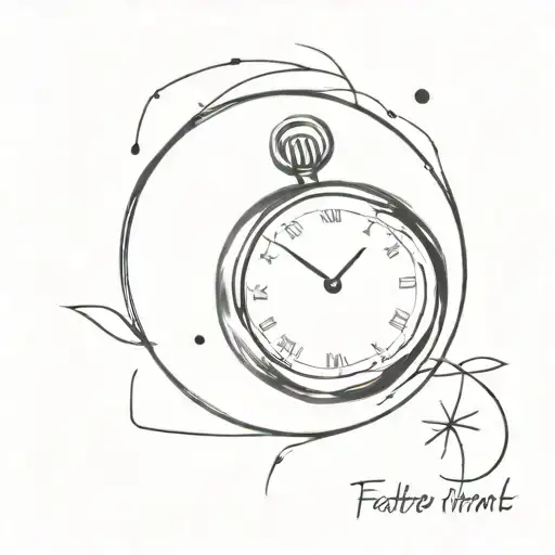 Tattoo of a clock without a hand that symbolizes that you live in the present. Let it be minimalist and original. tattoo design idea