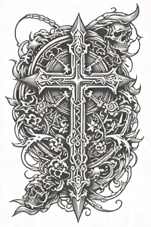 welding and cross made tattoo design idea