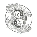Yin-Yang the 7 shakra zodiac sign Pisces tattoo design idea