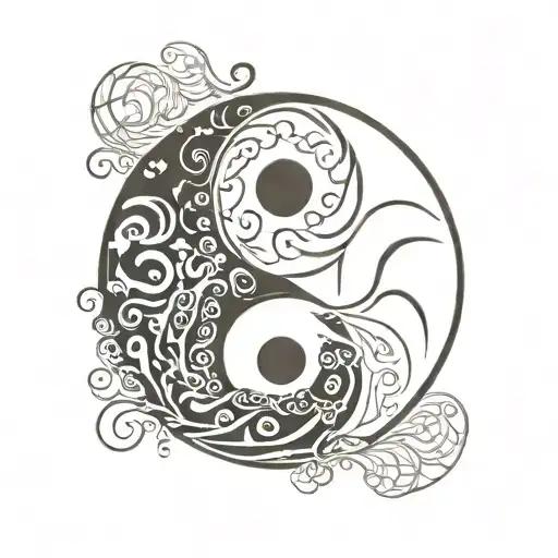Yin-Yang the 7 shakra zodiac sign Pisces tattoo design idea