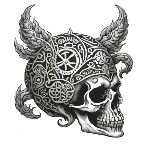 skull annunaki tattoo design idea