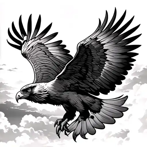 buzzard soaring in the clouds surrounding tattoo design idea