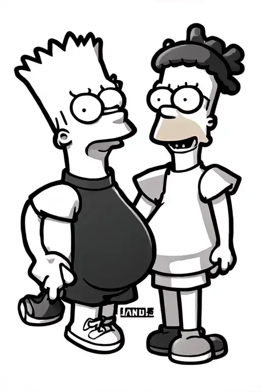 90s themed tattoo with Bart Simpson Homer Simpson ed Edd n eddy  tattoo design idea