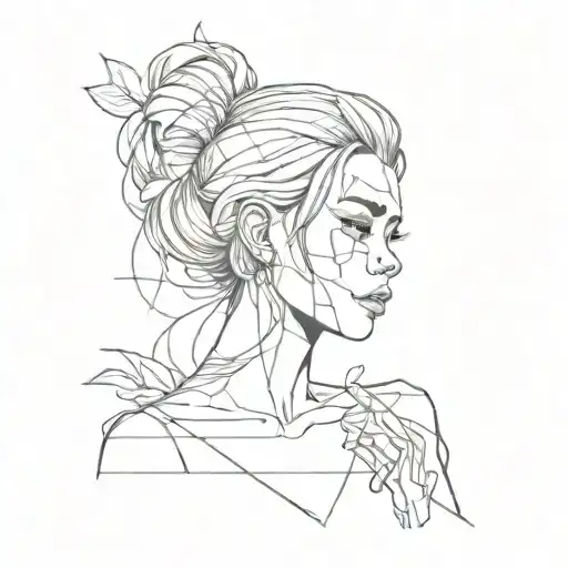 girl minimalism sketch style tattoo tattoo design idea