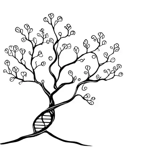 Tree with DNA strand-shaped branches symbolizing life tattoo design idea