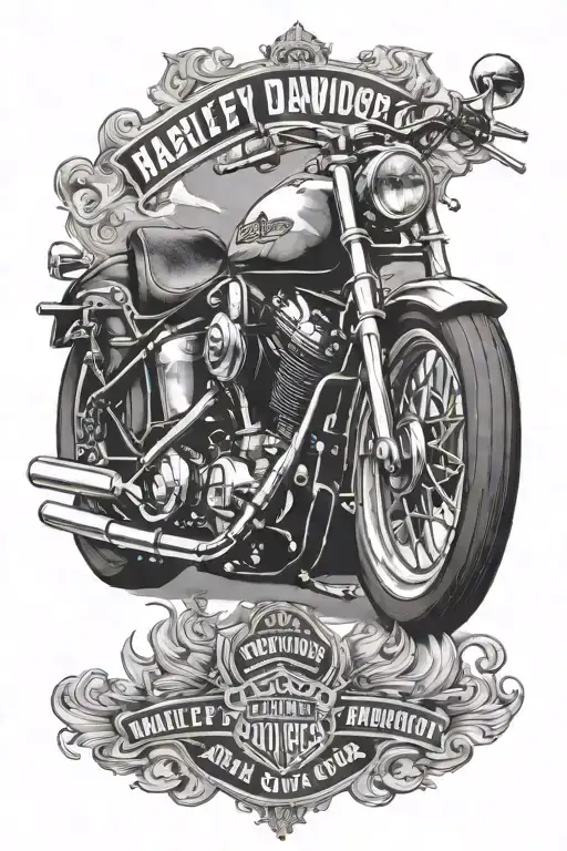 motorcycle, harley davidson,  whiskey tattoo design idea
