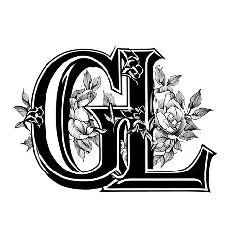 Create a design where the letters "G" and "L" are intertwined, symbolizing a strong connection or bond between names tattoo design idea