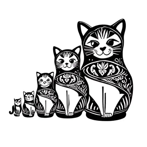 Russian nesting doll but as cats tattoo design idea