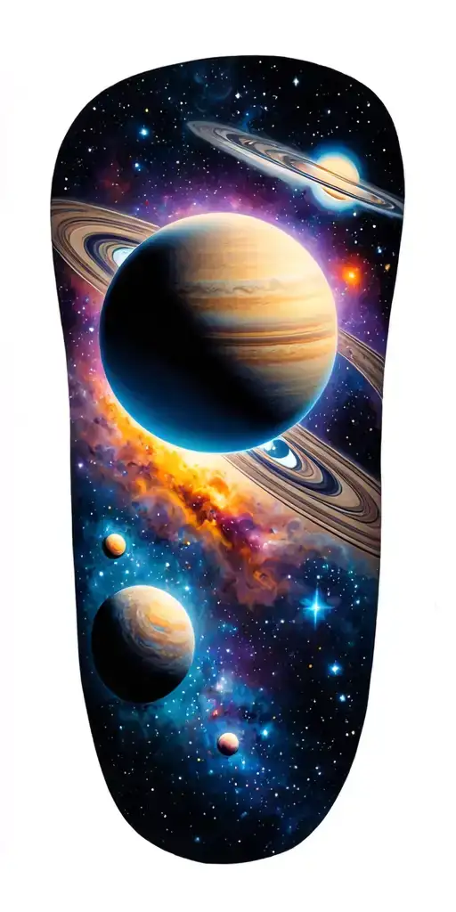 outerspace galaxy filled with stars add all planets add colorful stars tattoo design idea