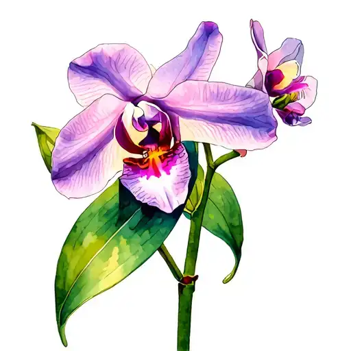 cattleya orchid blooming tattoo design idea
