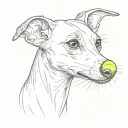 italian greyhound tennis ball tattoo design idea