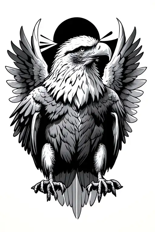 Eagle with wings to triceps tattoo design idea