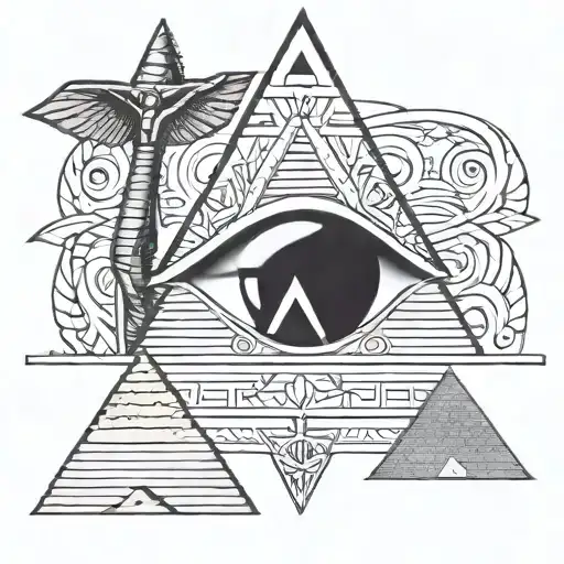 ankh anubis hiéroglyphes, Horus eye, pyramids sands  tattoo design idea