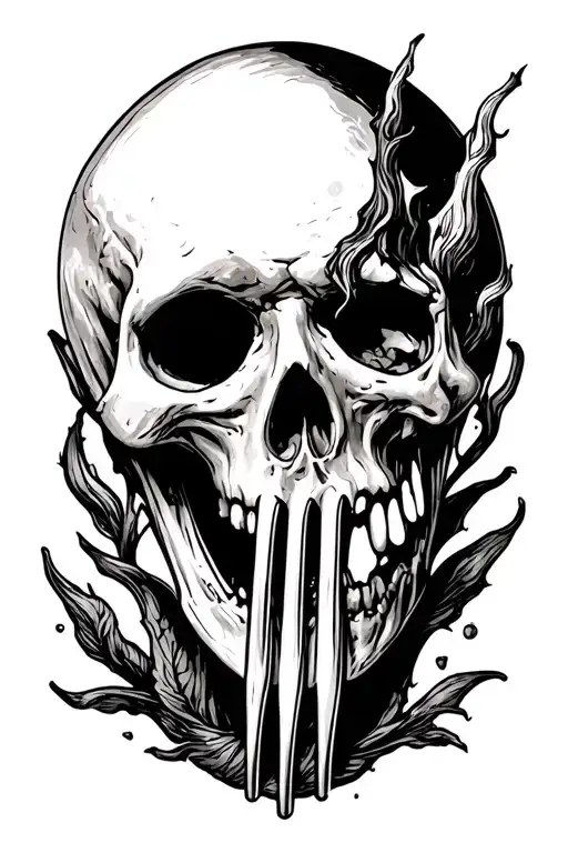 spooky fork tattoo design idea