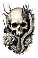spooky fork tattoo design idea
