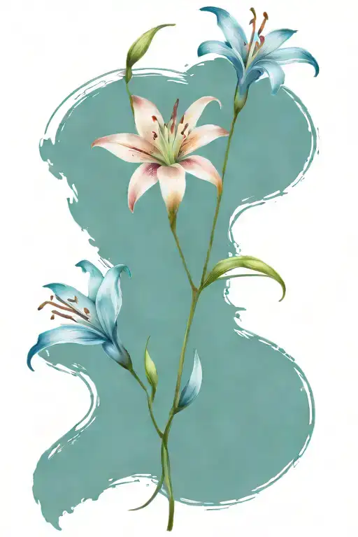 brush strokes and stargazer lilies intertwined tattoo design idea