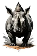 "I'll either find a way or I'll do it" rhino standing strong amidst tattoo design idea