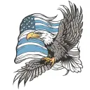 bald eagle with thin blue line and american flag tattoo design idea