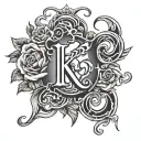 K2U9R8A in gothic letters tattoo design idea