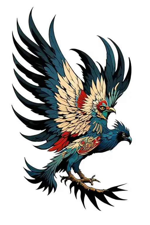 Mayan phoenix rising tattoo design idea